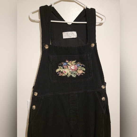 Victorian Trading Co. Embroidered Corduroy Wide Leg Womens Overalls Sz M Y2K 90s - Picture 13 of 13